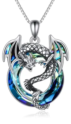 Image de Solidchoice - Collier en argent sterling avec pendentif en forme de dragon et incrustation de cristal