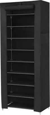 Produktbild von Schuhregal mit 10 Ebenen - schwarz - 160 x 58 x 28 cm - 27 Paar Schuhe aufbewahren