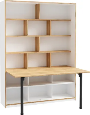 Produktbild von Regal-Schreibtisch >SMARTROOM< in Weiss / Catania Eiche  - 159,4x215x42 (BxHxT)