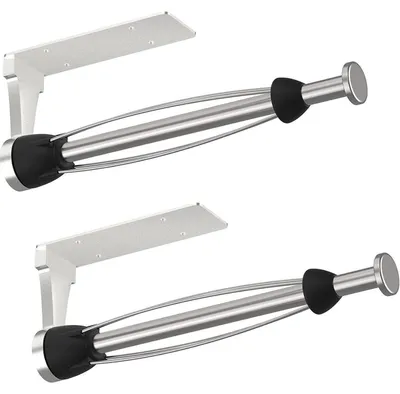 Immagine prodotto di Portarotoli da cucina in acciaio inossidabile, confezione da 2, colore argento, senza necessità di foratura, con sistema di fissaggio adesivo o tramite viti, lunghezza 27 cm