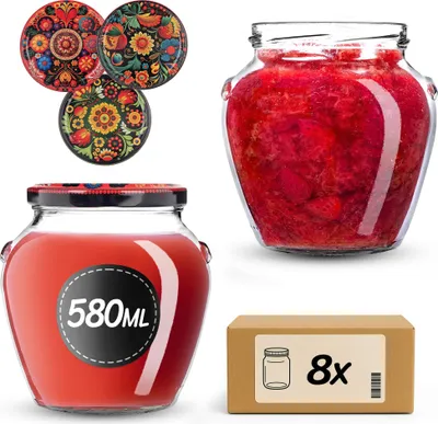 Zdjęcie produktu dla Słoiki do wekowania KADAX 510 ml z zakrętką fi82mm, słoiki z zakrętką, słoiki na miód, słoiki do wekowania (symetryczne, 8 sztuk)