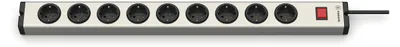Imagen del producto de Tira de enchufes EHMANN con interruptor, 9 enchufes, aluminio, con toma de tierra. Modelo: Ehmann 0601x00092031