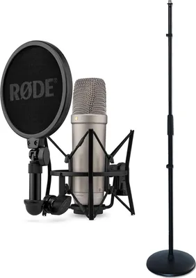Image de Microphone de studio Rode NT1 5th Generation avec pied de micro droit
