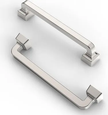 Image de Poignées d'armoire - 10 pièces - nickel satiné brossé - distance de perçage 128 mm
