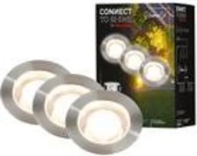 Produktbild von BRILONER Connect to Shine 3er Set Bodeneinbauleuchten, Erweiterungsset, Warmweißes Licht, IP67 Wasserfest, Warmweißes Licht, silberfarbig, 3 x 2,6 cm