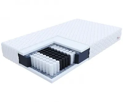 A cutaway view of a mattress showing its internal layers.