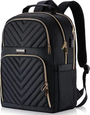 Immagine prodotto di Zaino da lavoro e da scuola da donna, zaino da ragazza da 17,3 pollici con presa di ricarica USB, borsa elegante da 45 litri per scuola, università, viaggi e lavoro, nero