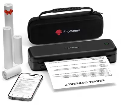 Produktbild von Phomemo Tragbarer Mobiler Thermodrucker A4 300 DPI - M834 Schwarzes Set