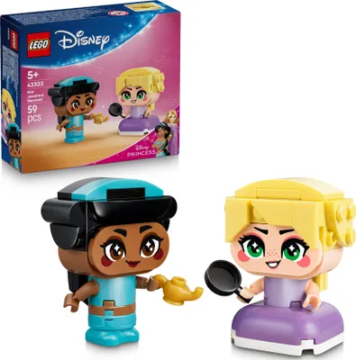 Produktbild von LEGO ǀ Disney Princess Die Mini-Prinzessinnen Jasmin und Rapunzel - Spielzeug mit 2 Minipuppen und Zubehör - inkl. Zauberlampe - Kleines Geschenk für Mädchen ab 5 Jahren und Disney Fans - 43303