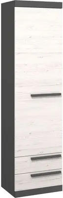 Produktbild von Schrank Sidi 06, Farbe: Grau / Kiefer Weiß - 194 x 55 x 41 cm (H x B x T)