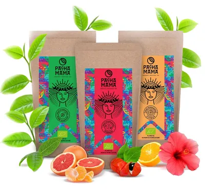 Produktbild von Pachamama - Guayusa Tee  Set Energia, Pure & Citrus 2x500g + 250g - Reich An Koffein & Antioxidantien - Aus Ecuador