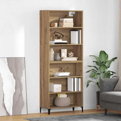 Image de vidaXL Highboard Chêne Artisan 69,5 x 34 x 180 cm Matériau dérivé du bois