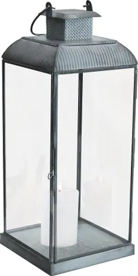 Immagine prodotto di Milani Home - lanterna in vetro di design moderno per giardino cm 17,5 x 17,5 x 42 h - Grigio