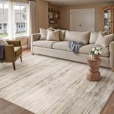 Immagine prodotto di Tappeto beige lavabile, dimensioni 160x230 cm, con fondo antiscivolo