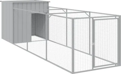 Immagine prodotto di vidaXL Cuccia per cani con corridoio Grigio chiaro 110x405x110 cm Acciaio zincato