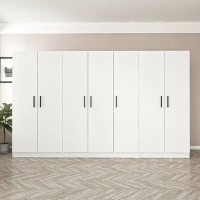 Obrázek produktu pro Skye Decor, Kale - 3808, šatní skříň, bílá, 100 % MELAMÍNEM potažené desky, 315 x 52 x 210 cm