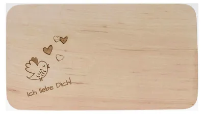 Produktbild von Brotzeitbrett aus Holz mit Gravur „Ich liebe Dich“ | 22 x 12 cm | Frühstücksbrettchen Holz Schneidebrett Jausenbrett | Geschenk zum Jahrestag für Paare