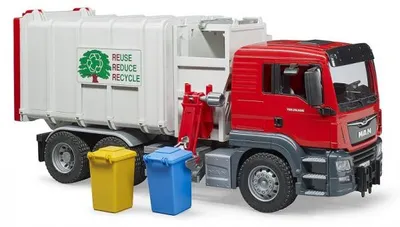 Image de Camion poubelle avec chargement lateral man tgs - bruder - 03761 - recyclage