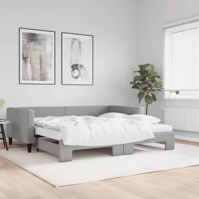 Image de Maison Exclusive - Canapé-lit convertible avec matelas, gris clair, 100 x 200 cm, tissu