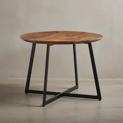 Produktbild von Couchtisch 60x60x45 cm Sheesham Massivholz / Metall Sofatisch Rund, Design Wohnzimmertisch Kaffeetisch Massiv, Kleiner Tisch Beistelltisch Wohnzimmer Modern