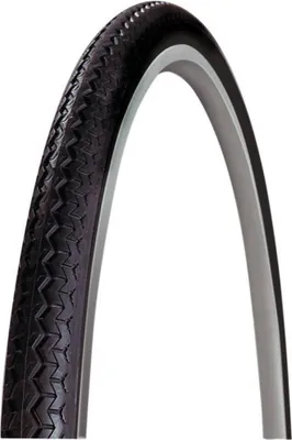 A close-up studio shot of a bicycle tire against a white background.