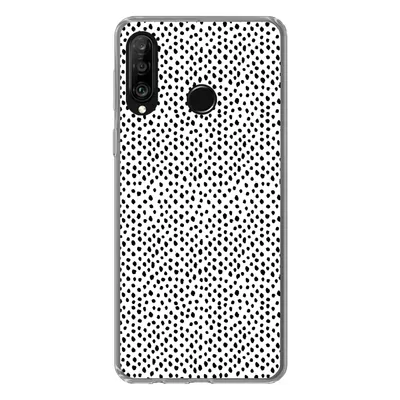 Produktbild von MuchoWow® Handyhülle Schutzhülle Hülle für Huawei P30 Lite Polka dots - Schwarz - Weiß Silikon Softcase Handy Hülle - Handyhülle
