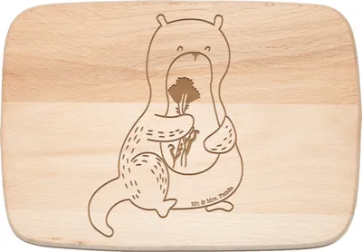 Produktbild von Mr. & Mrs. Panda Frühstücksbrettchen Otter Blumenstrauß - Transparent - Geschenk, Seeotter, Holzbrettchen, See, schneidbrett, Niedlich, Schneidebrett, Süß, Holzbrett