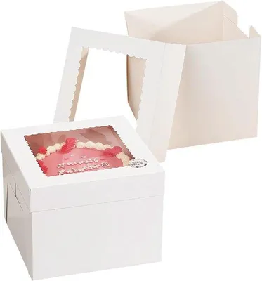 Zdjęcie produktu dla Małe puszki na ciastka 20 x 20 x 20 cm z okienkiem, zestaw 8 sztuk