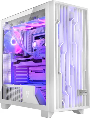 Produktbild von MODECOM Volcano Perun Apex ARGB Midi Tower Weiß, 4 ARGB Lüfter, Glasfenster, Mesh Front, passend für ATX, Computer Gehäuse