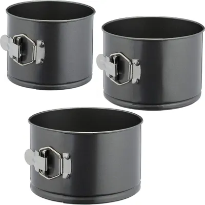 Produktbild von Springform Backform Kuchenform hoch - Set von 3 - Ø 14, 16 und 18 cm - Edelstahl - Antihaftbeschichtung - Anthrazit