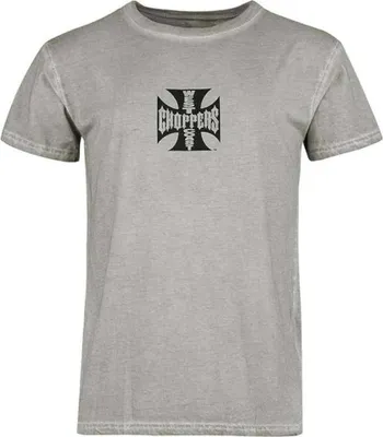 Image de T-shirt à manches courtes West Coast Choppers Og Lbc Cross, gris, taille M, pour homme, gris, taille M