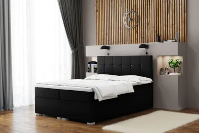Produktbild von Boxspringbett Schlafzimmerbett ABELT 200x200cm in Stoff Matt Velvet Schwarz