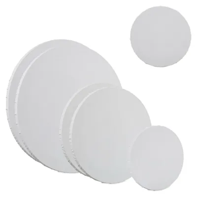 Immagine prodotto di Tele Relaxdays, tele rotonde, set da 6, 3 diverse dimensioni, da dipingere, per acquerello e acrilico, bianche, Immagine generata dall'IA