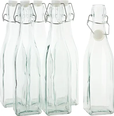 Produktbild von VBS Glasflasche mit Bügelverschluß "Eckig", 500 ml, 6 Stück
