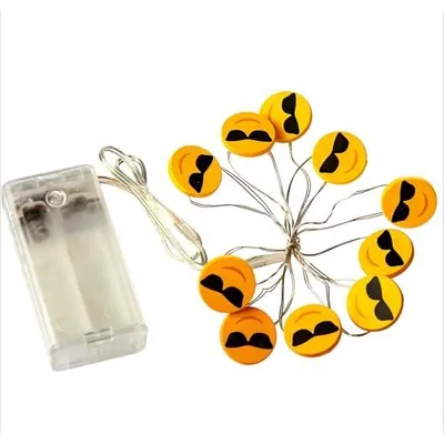 Productafbeelding van Hellum 522952, Verlichte decoratieve lichtketting, Zwart, Zilver, Geel, 10 lampen, LED, Warm wit licht, Werkt op batterijen