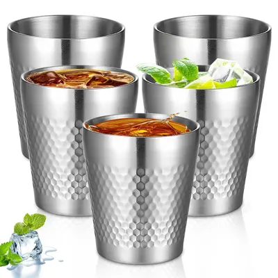 Obrázok produktu pre Sada piatich dvojstenných pohárov z nehrdzavejúcej oceli (objem 300 ml)