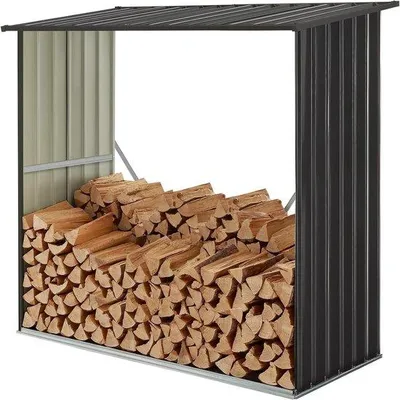 Productafbeelding van Brandhout Opslagrek - Houthok Buiten - Brandhout Beschermen - Stabiele Staalconstructie - 163 x 83 x 154 cm - Antraciet