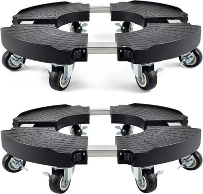 Produktbild von Famanu Pflanzenwagen Set mit 2 Pflanzentöpfen auf Rollen, verstellbare robuste Halterung, Tragfähigkeit 159 kg, 38–53 cm
