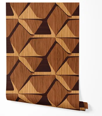 Produktbild von Selbstklebende Tapete Möbelfolie Holzoptik Braun Geometrisch Modern 3D Effekt Holzpaneele Retro Design Wandtapete Wohnzimmer Schlafzimmer Küche Flur Büro 2,5m x 0,5m