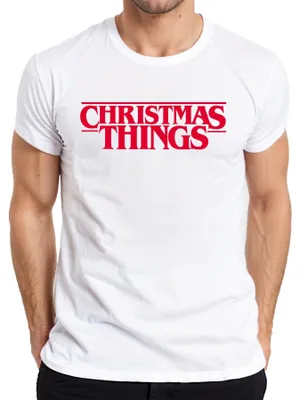Zdjęcie produktu dla Koszulka męska Demogorgon z serii Christmas Things Stranger Christmas Gift, Biały, S