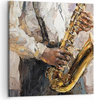 Produktbild von Bild auf Leinwand - Leinwandbild - Einteilig - Saxophon Öl Musiker - 60x60cm - Wand Bild - Wanddeko - Wandbilder - Leinwanddruck - Bilder - Wanddekoration - Leinwand bilder - Wandbild - AC60x60-4808