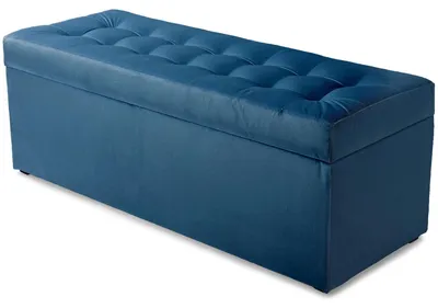 Obrázek produktu pro MG Design čalouněná stolička, 45x120 cm, barva navy - měkký sedák, skládací s úložným prostorem (143l) vydrží zatížení až 100 kg
