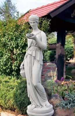 Image de Casa Padrino Sculpture décorative de jardin Art Nouveau Gris H. 165 cm - Elégante figure de pierre décorative de jardin - Accessoires de décoration de jardin baroque et Art Nouveau - Sculptures de pierre décoratives de jardin