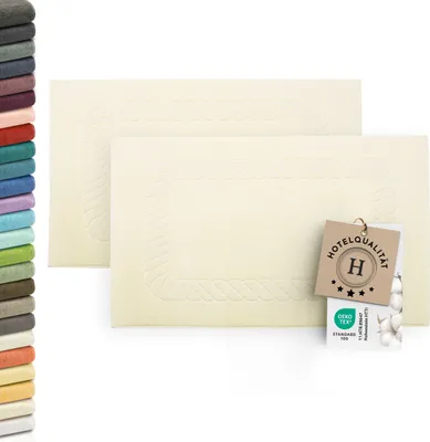 Produktbild von 2er-Set Badematten, Baumwolle,  50x70 cm, 740g/qm, creme (karamel)