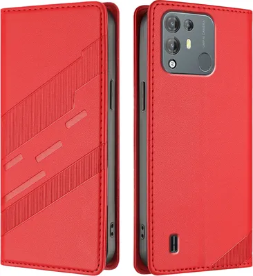 Produktbild von Hülle für Blackview A55 Pro, Kunstleder Brieftaschen Handyhülle mit Kartenfach und Standfunktion Rot