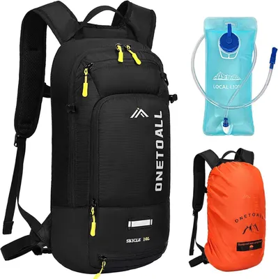 Produktbild von ONETOALL Fahrradrucksack klein 10L wasserdicht mit Regenschutz und Helmnetz