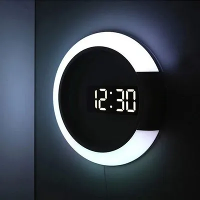 Obrázek produktu pro Digitální LED nástěnné hodiny s dálkovým ovládáním a 7barevným RGB podsvícením