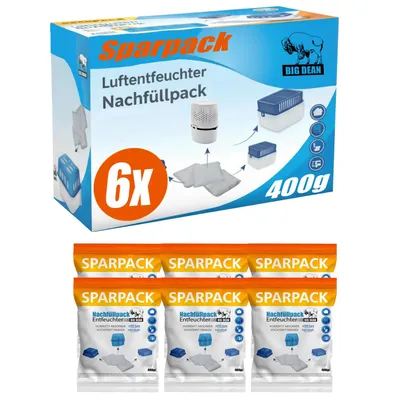 Produktbild von BigDean Luftentfeuchter Nachfüllpack 6 x 400 Gramm Premium Granulat
