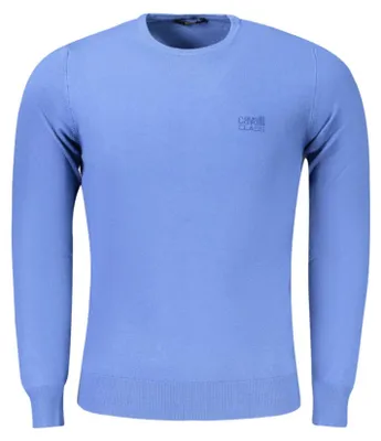 Produktbild von Eleganter Herrenpullover in Blau mit Stickerei und Rundhalsausschnitt