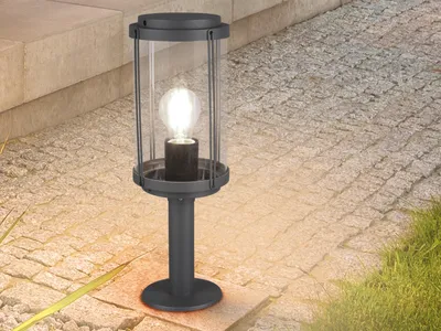 Produktbild von Außensockelleuchte in Anthrazit Laterne rund Outdoor Stehlampen für den Garten